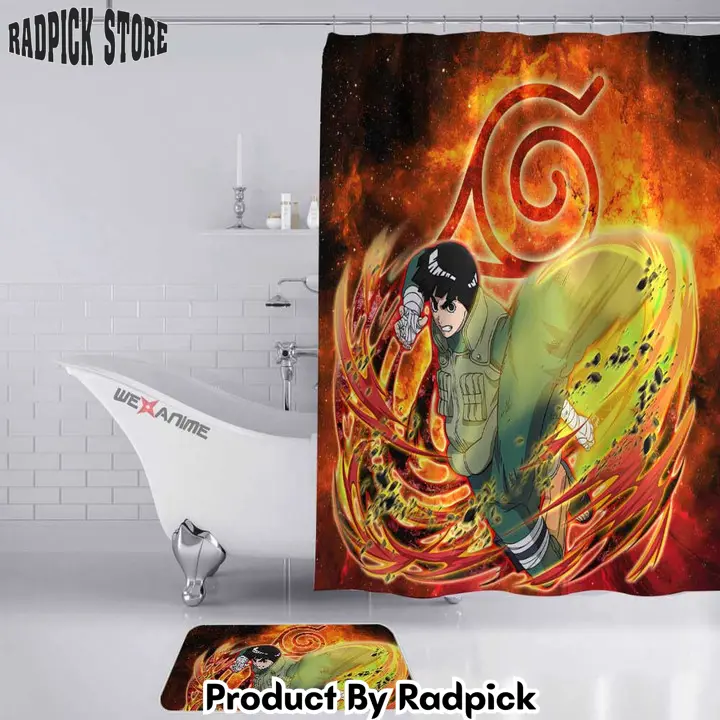 Rock lee combo bathroom mats set  shower curtain   rp0205665